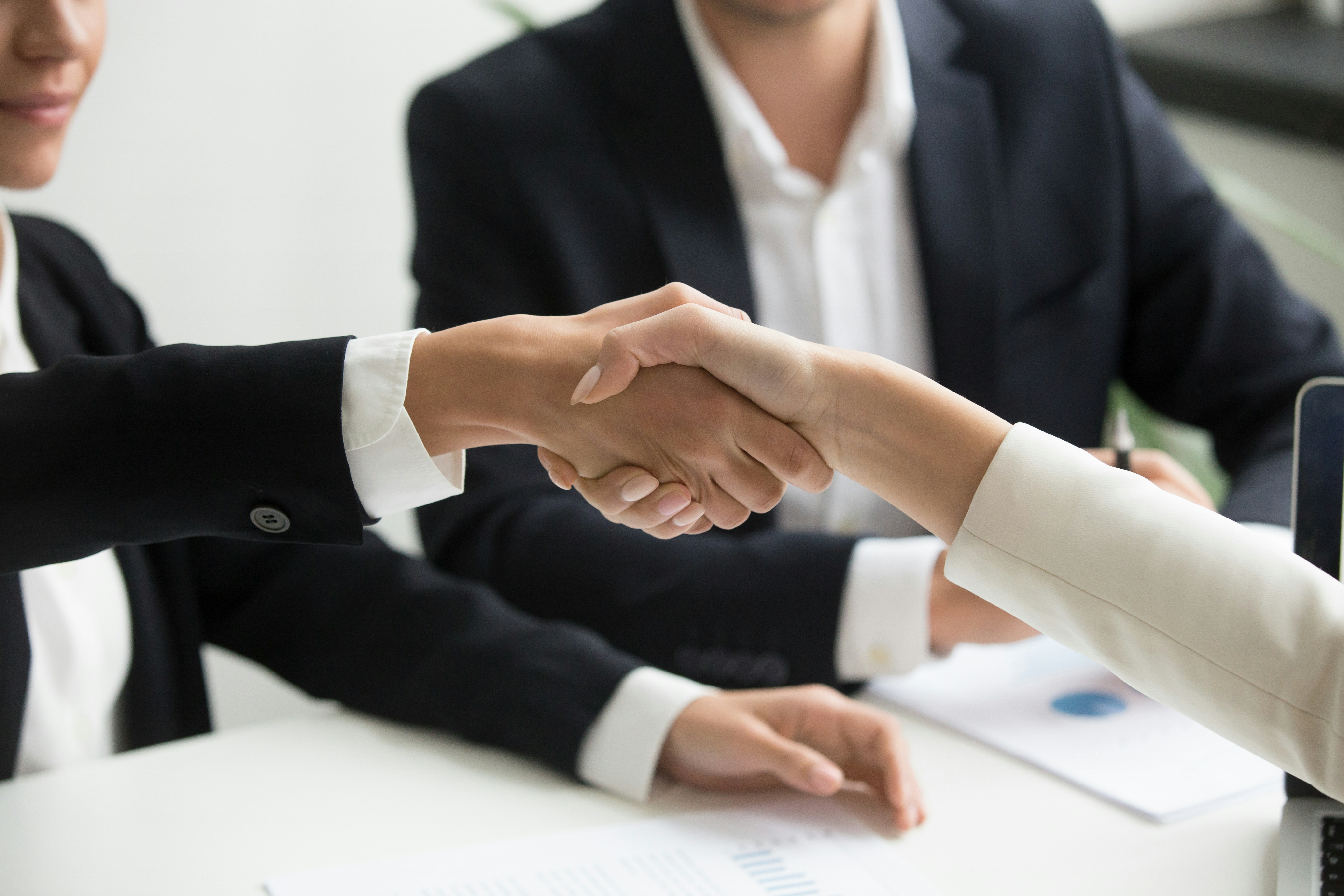 Handshake between buyer and trusted professional